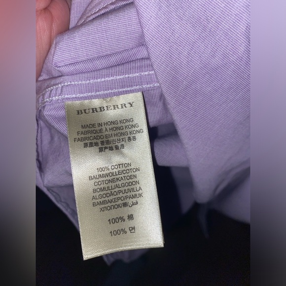 Burberry Men’s Button Down with Check Cuff in Light Purple - Picture 6 of 7